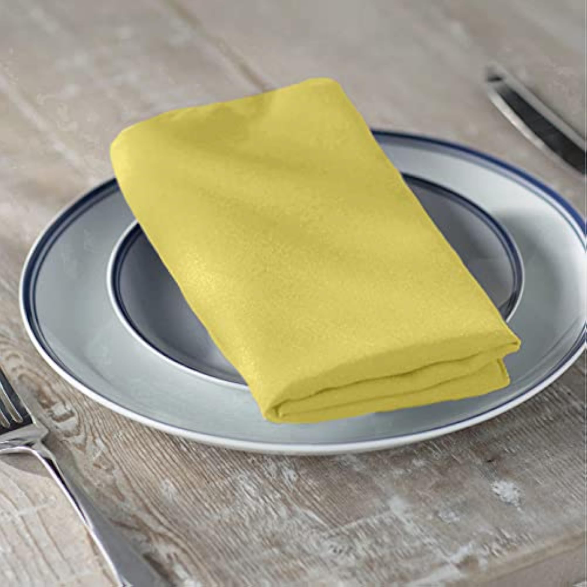 100-Percent Polyester Poplin Napkins, Light Yellow, 10-Pack